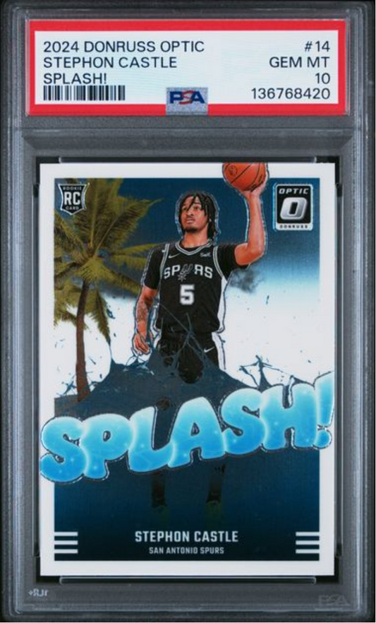 Graded 2024 Panini Donruss Optic Stephon Castle #14 Splash! Rookie RC Basketball Card PSA 10 Gem Mint - Golden Apple Comics