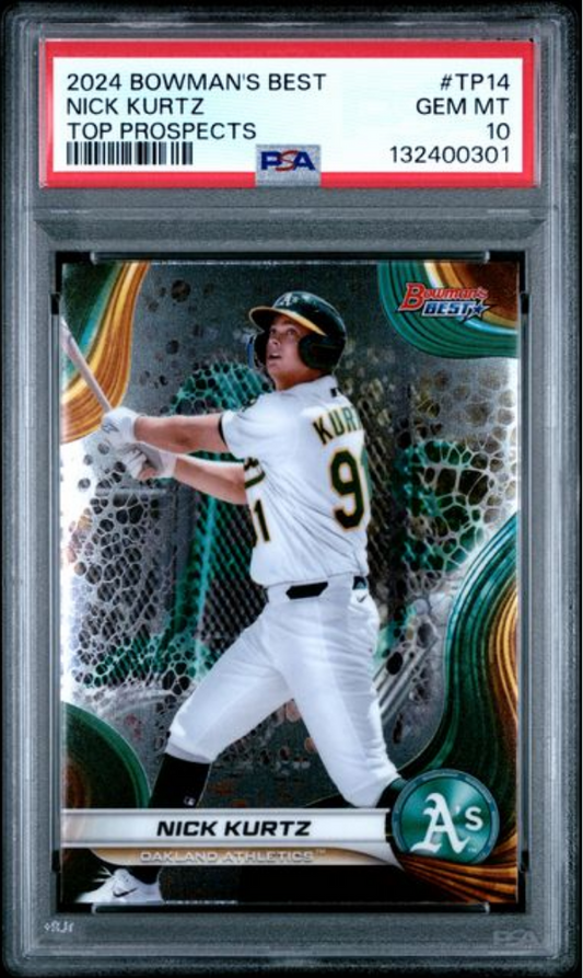 Graded 2024 Topps Bowmans Best Nick Kurtz #TP14 Top Prospects Rookie RC Baseball Card PSA 10 Gem Mint - Golden Apple Comics