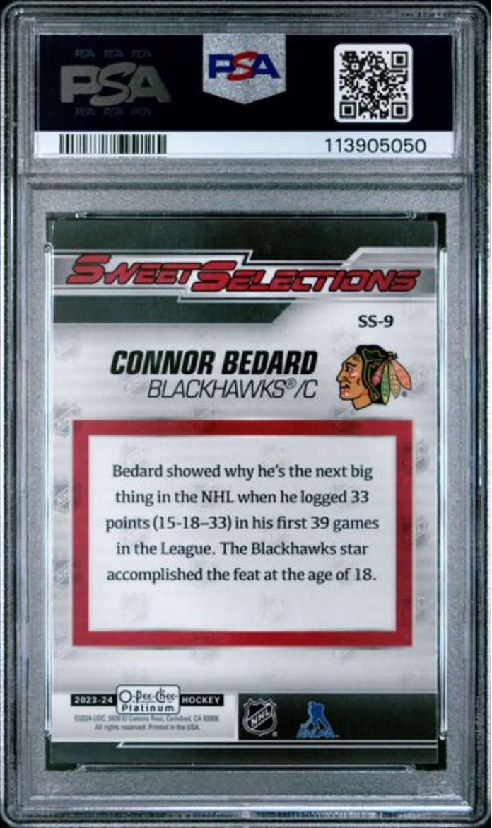Graded 2023 Upper Deck O-Pee-Chee Platinum Connor Bedard #SS9 Sweet Se Graded 2023 Upper Deck O-Pee-Chee Platinum Connor Bedard #SS9 Sweet Se