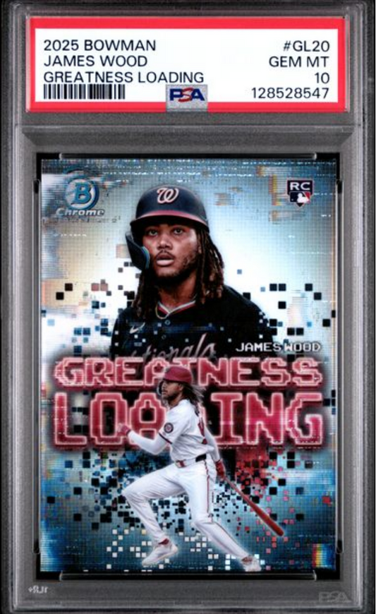 Graded 2025 Topps Bowman James Wood #GL20 Greatness Loading Rookie RC Baseball Card PSA 10 Gem Mint