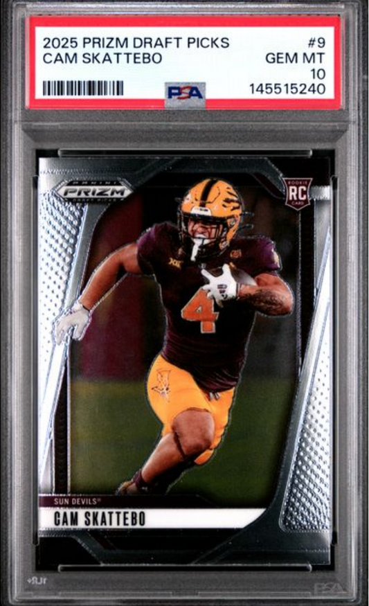 Graded 2025 Panini Prizm Draft Picks Cam Skattebo #9 Rookie RC Football Card PSA 10 Gem Mint