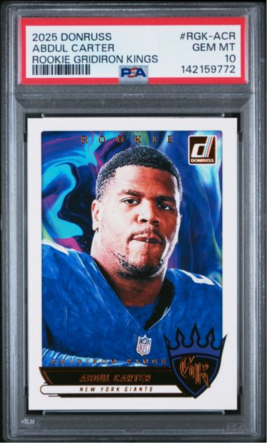 Graded 2025 Panini Donruss Abdul Carter #RGKACR Rookie Gridiron Kings Rookie RC Football Card PSA 10 Gem Mint