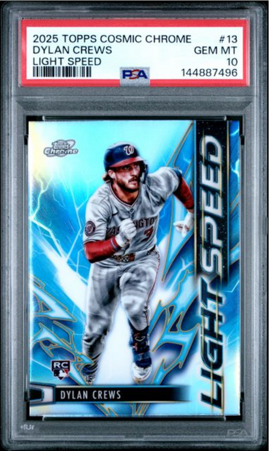 Graded 2025 Topps Cosmic Chrome Dylan Crews #13 Light Speed Rookie RC Baseball Card PSA 10 Gem Mint