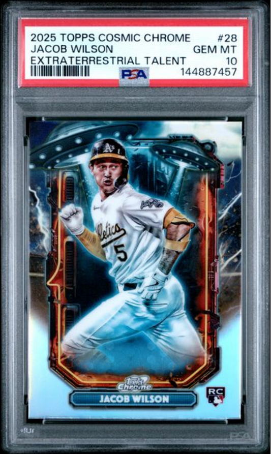 Graded 2025 Topps Cosmic Chrome Jacob Wilson #28 Extraterrestrial Talent Rookie RC Baseball Card PSA 10 Gem Mint