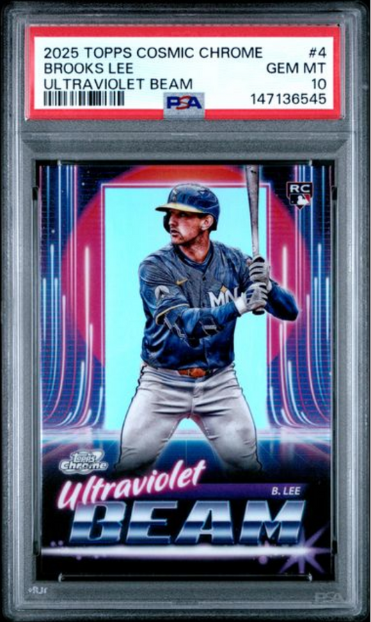 Graded 2025 Topps Cosmic Chrome Brooks Lee #4 Ultraviolet Beam Rookie RC Baseball Card PSA 10 Gem Mint