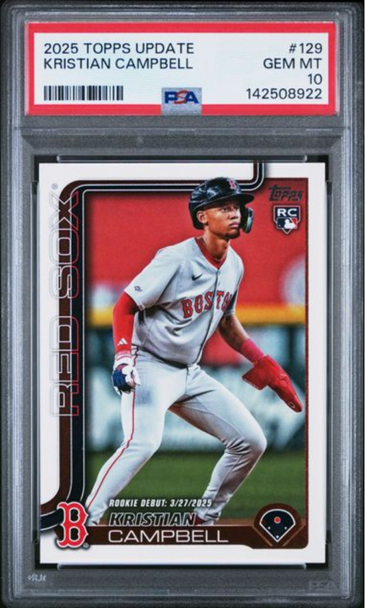 Graded 2025 Topps Update Kristian Campbell #129 Rookie RC Baseball Card PSA 10 Gem Mint