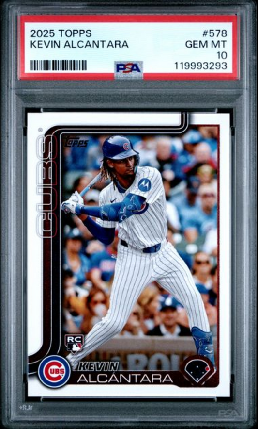Graded 2025 Topps Kevin Alcantara #578 Rookie RC Baseball Card PSA 10 Gem Mint