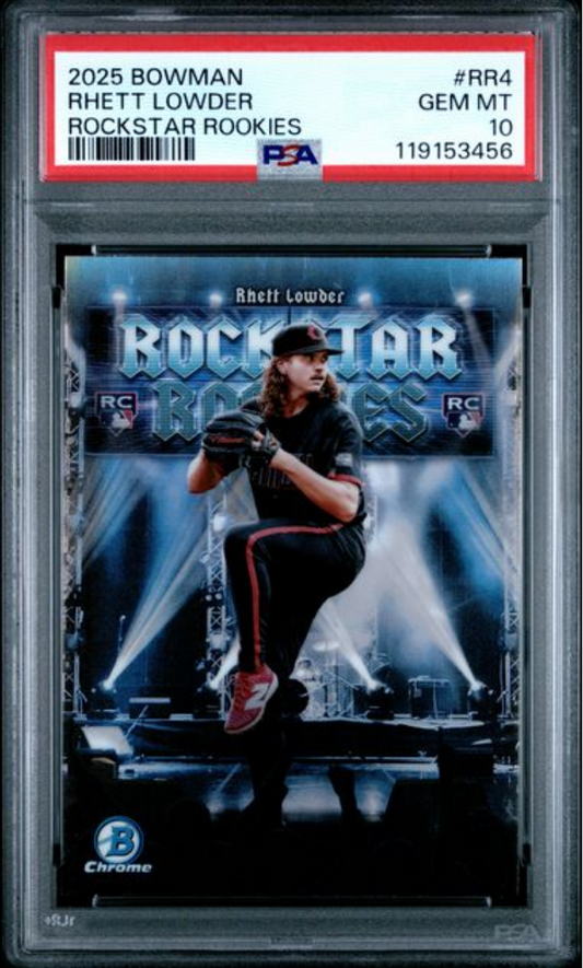 Graded 2025 Topps Bowman Rhett Lowder #RR4 Rockstar Rookies Rookie RC Baseball Card PSA 10 Gem Mint