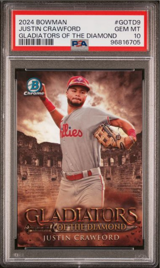 Graded 2024 Topps Bowman Justin Crawford #GOTD9 Gladiators of the Diamond Rookie RC Baseball Card PSA 10 Gem Mint