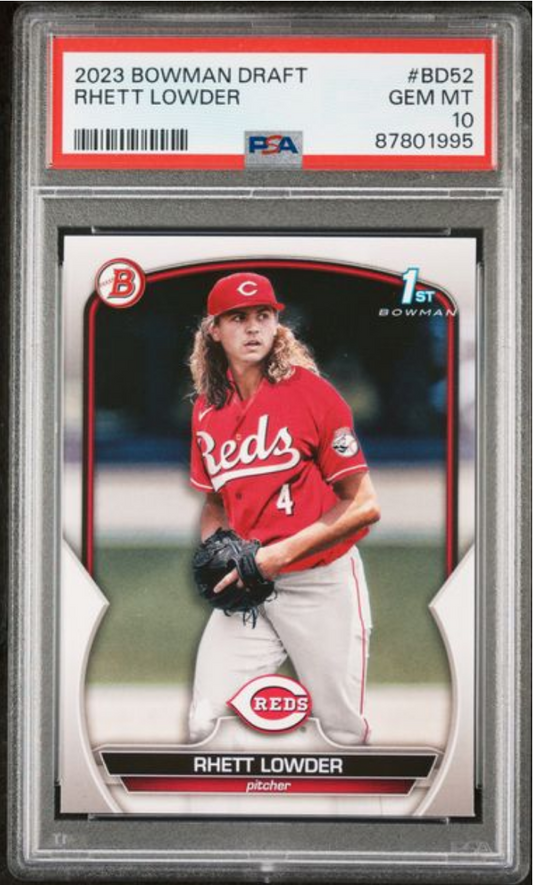 Graded 2023 Topps Bowman Draft Rhett Lowder #BD52 Rookie RC Baseball Card PSA 10 Gem Mint
