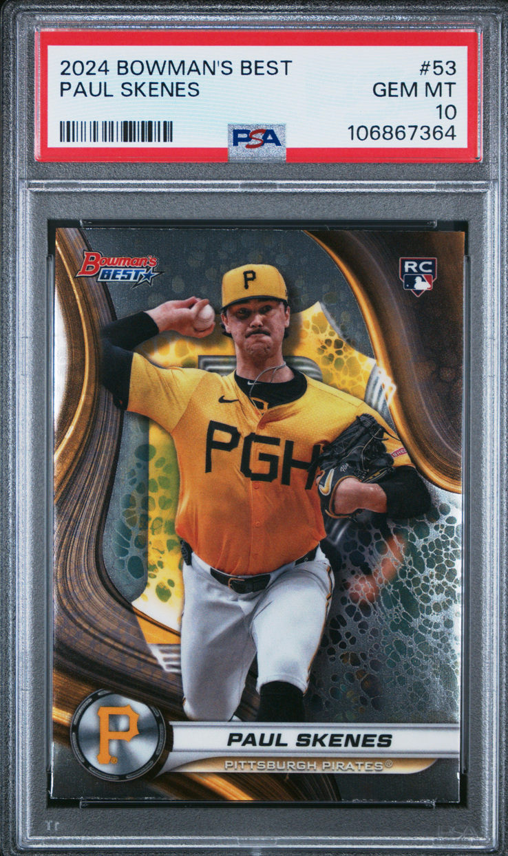 Graded 2024 Topps Bowmans Best Paul Skenes #53 Rookie RC Baseball Card PSA 10 Gem Mint