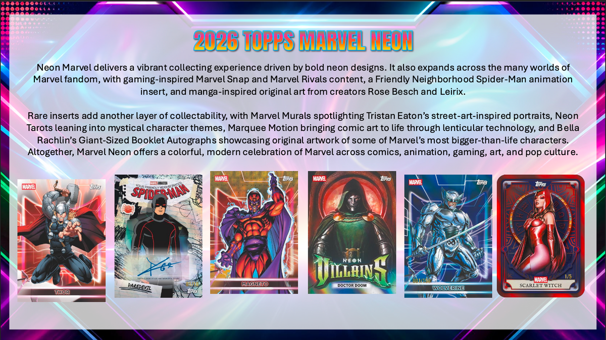 2026 Topps Marvel Neon Hobby Box Trading Cards (10/21/2026)