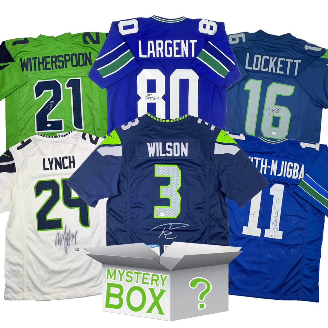 Autographed/Signed Seattle Football Jersey Mystery Box with PSA JSA or Beckett COA