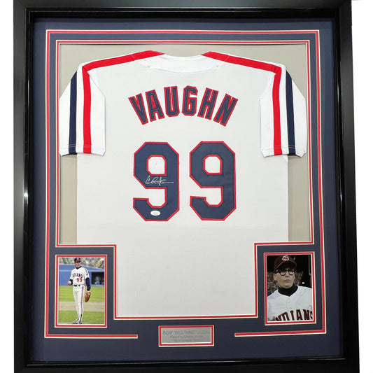 Framed Autographed/Signed Charlie Sheen 35x39 Wild Thing Ricky Vaughn Major League Movie Baseball Jersey JSA COA
