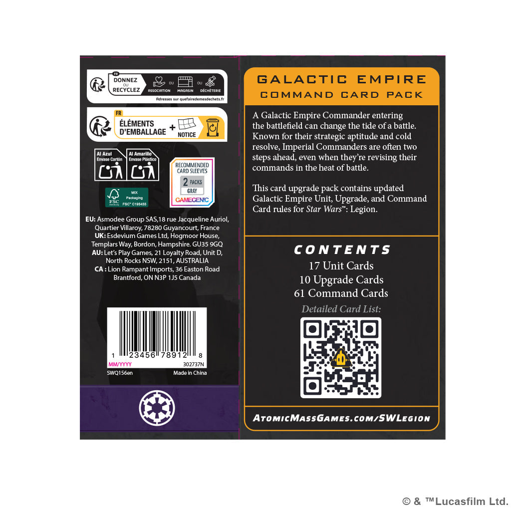 Star Wars Legion: Galactic Empire Command Card Pack