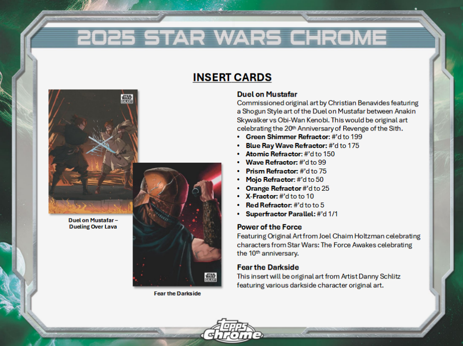 Star Wars Chrome Galaxy Trading Cards Topps 2025 Hobby Box Of 18 Packs (12/17/2025)