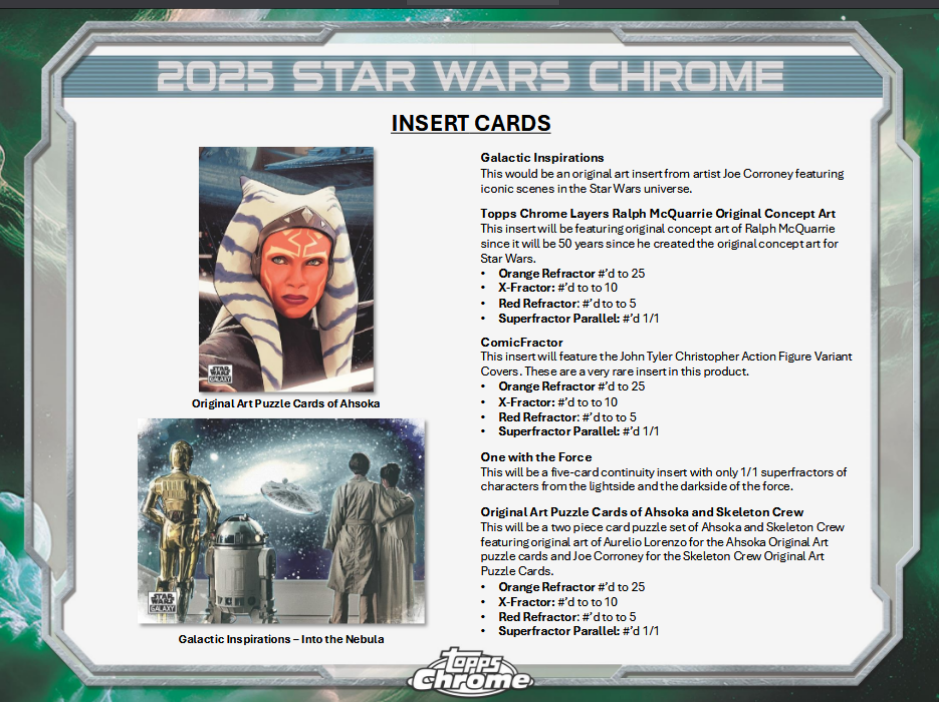 Star Wars Chrome Galaxy Trading Cards Topps 2025 Hobby Box Of 18 Packs (12/17/2025)