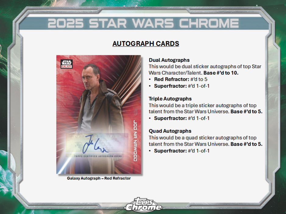 Star Wars Chrome Galaxy Trading Cards Topps 2025 Hobby Box Of 18 Packs (12/17/2025)