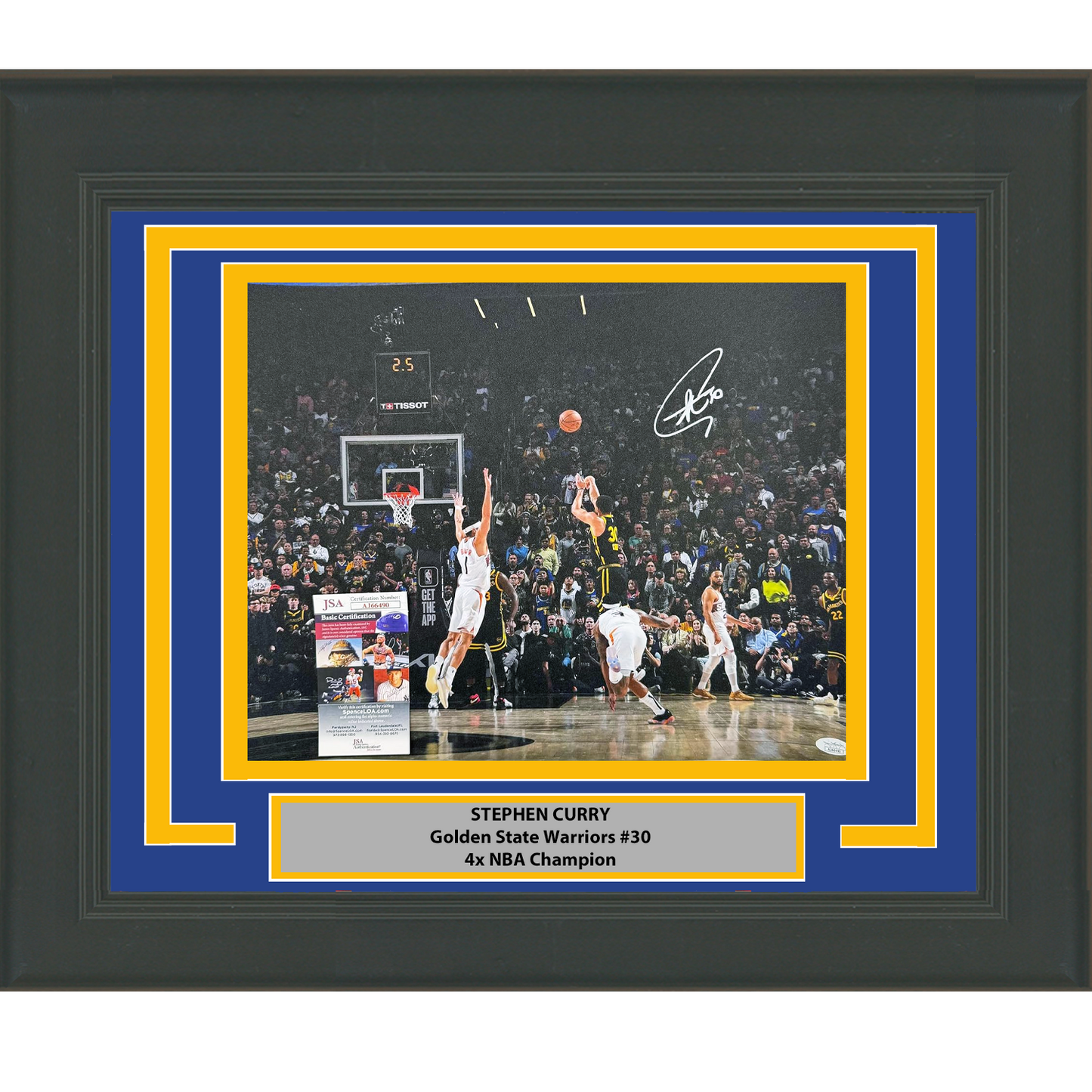 Framed Autographed/Signed Stephen Steph Curry Golden State Warriors 16x20 Basketball Photo JSA COA