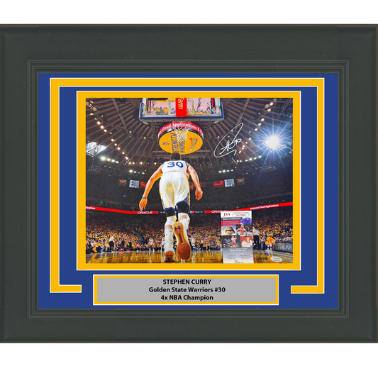Framed Autographed/Signed Stephen Steph Curry Golden State Warriors 16x20 Basketball Photo JSA COA