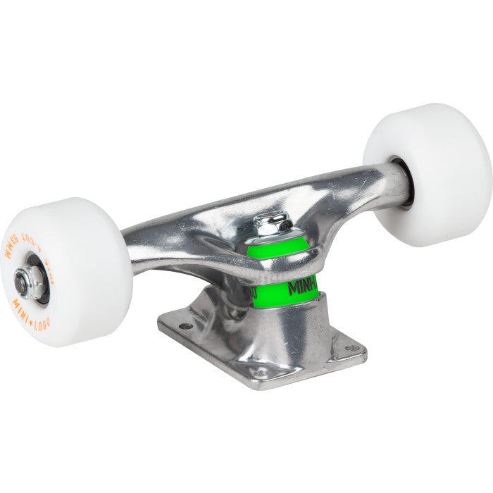 Mini Logo 7.63" Raw Trucks + ML Bearings + A-cut 53mm 101a White Wheels (Set of 2)