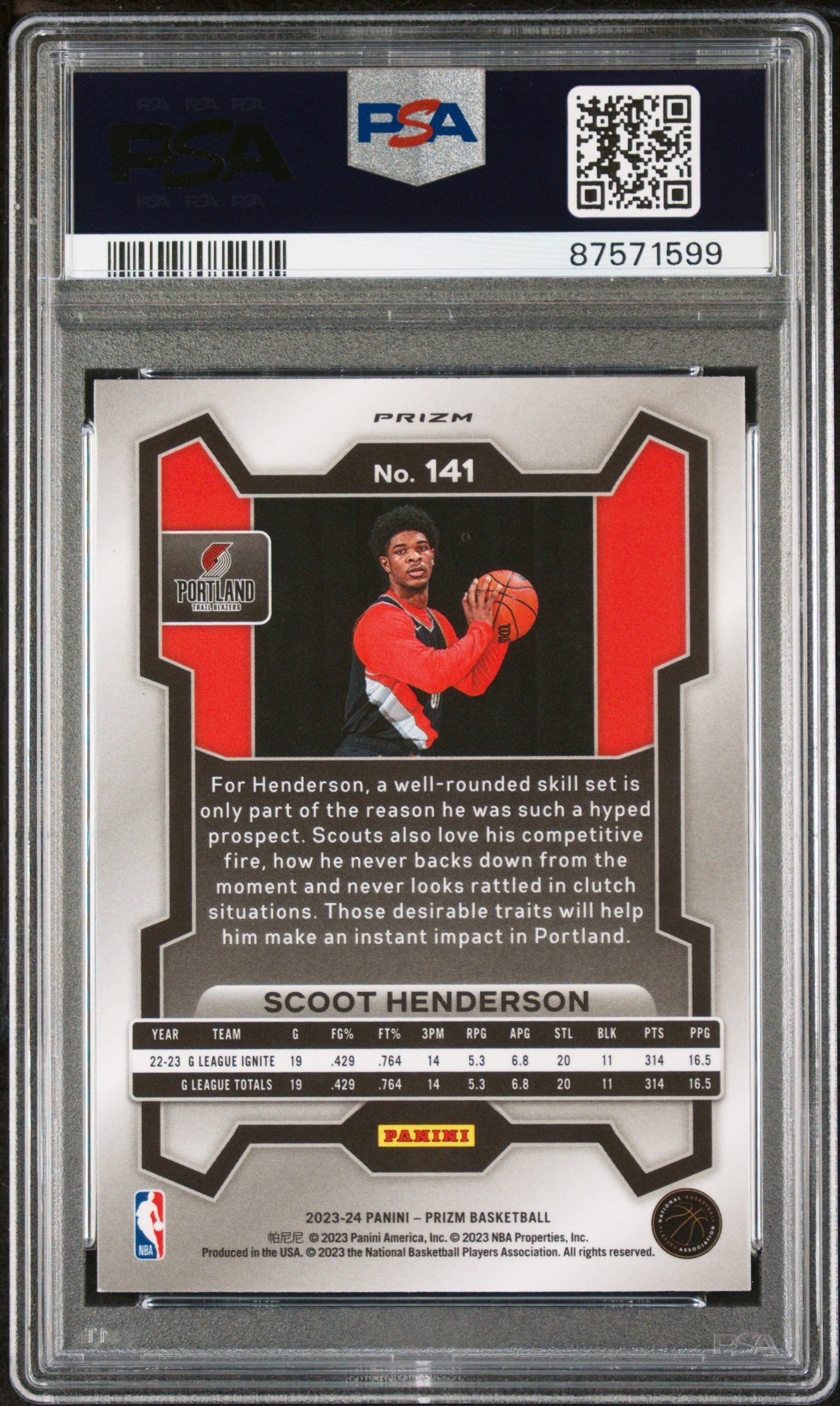 Graded 2023 Panini Prizm Scoot Henderson #141 Ice Rookie RC Basketball Card PSA 10 Gem Mint - Golden Apple Comics