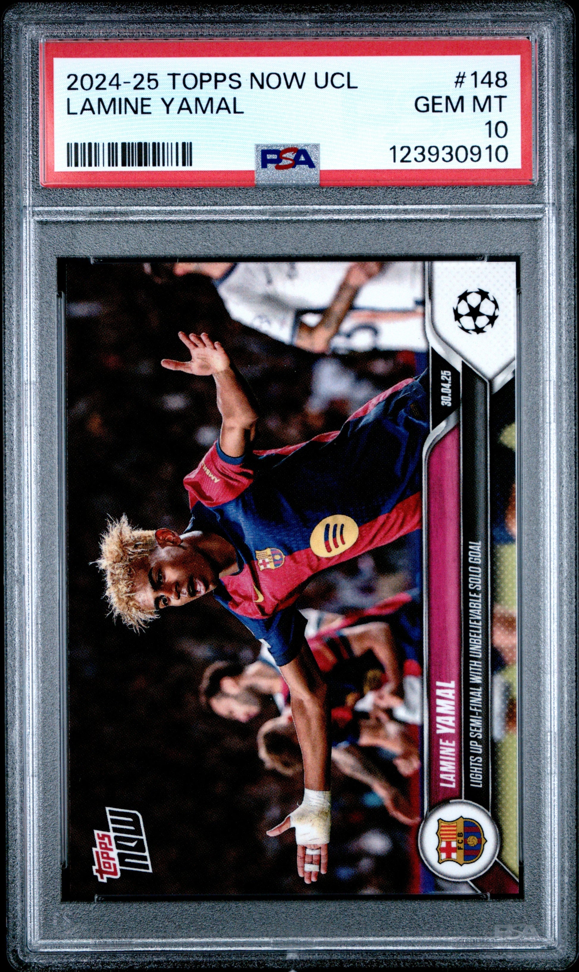lamine yamal graded card Graded 2024 Topps Now UCL Lamine Yamal #148 Rookie RC Soccer Card PSA