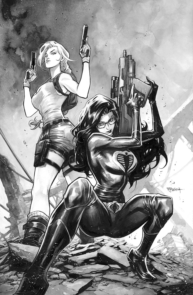 [BLACK & WHITE] GI JOE A REAL AMERICAN HERO TOMB RAIDER #1 STEPHEN SEGOVIA NYCC EXCLUSIVE VIRGIN VAR (10/28/2026) - Golden Apple Comics