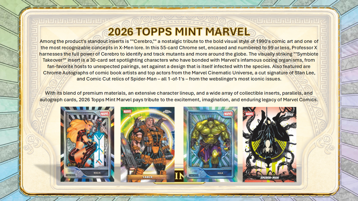 Marvel Mint Trading Cards Topps 2026 Hobby Box (08/19/2026)
