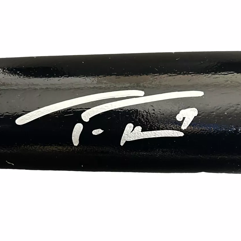 Autographed/Signed Trea Turner Black Rawlings Pro Baseball Bat Beckett BAS COA