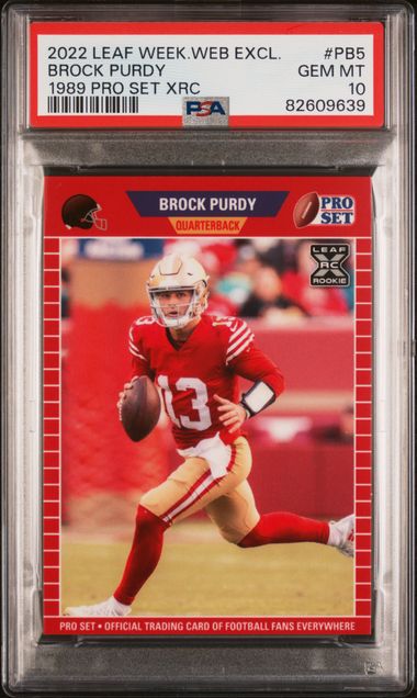 Graded 2022 Leaf Weekly Web Exclusive Brock Purdy #PB5 1989 Pro Set XRC Rookie RC Football Card PSA 10 Gem Mint - Golden Apple Comics