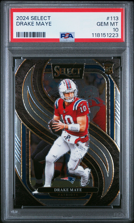 Graded 2024 Panini Select Drake Maye #113 Rookie RC Football Card PSA 10 Gem Mint