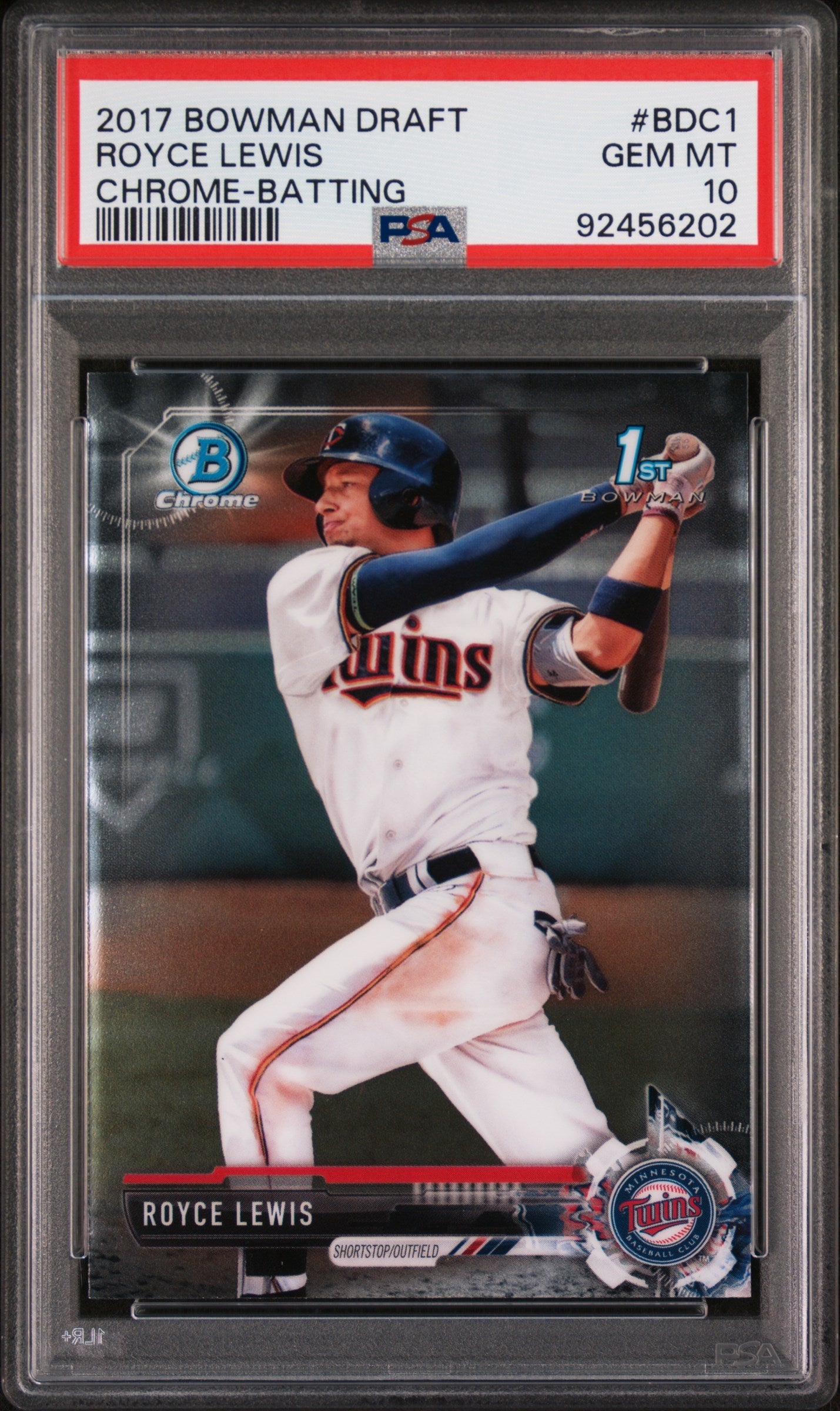 Graded 2017 Topps Bowman Draft Royce Lewis #BDC1 Chrome Batting Rookie RC Baseball Card PSA 10 Gem Mint