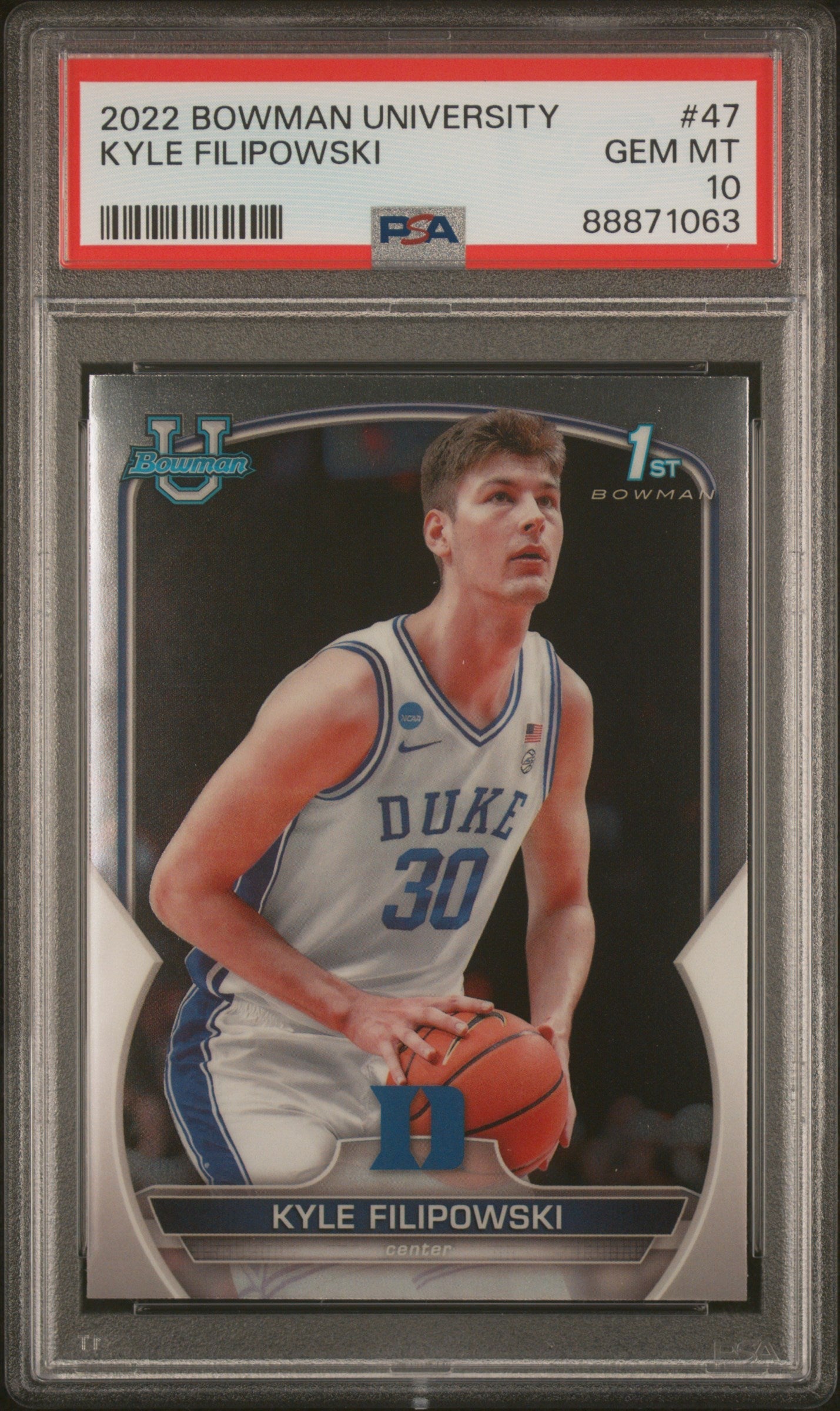 Graded 2022 Topps Bowman University Kyle Filipowski #47 Rookie RC Basketball Card PSA 10 Gem Mint - Golden Apple Comics