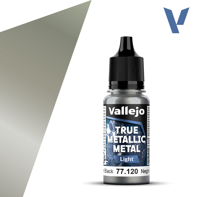 Vallejo True Metallic Metal: Obsidian Black - Light (18 ml) - Golden Apple Comics