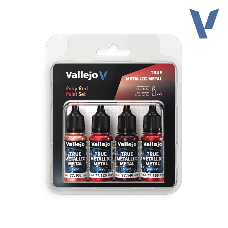 Vallejo True Metallic Metal: Paint Set - Ruby Red (4) - Golden Apple Comics