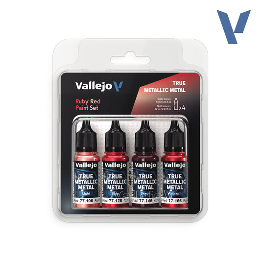 Vallejo True Metallic Metal: Paint Set - Ruby Red (4) - Golden Apple Comics
