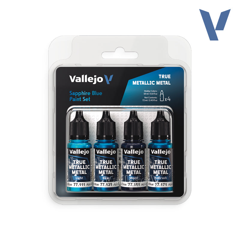 Vallejo True Metallic Metal: Paint Set - Sapphire Blue (4) - Golden Apple Comics