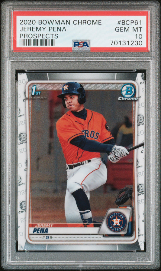 Graded 2020 Topps Bowman Chrome Jeremy Pena #BCP61 Prospects Rookie RC Baseball Card PSA 10 Gem Mint