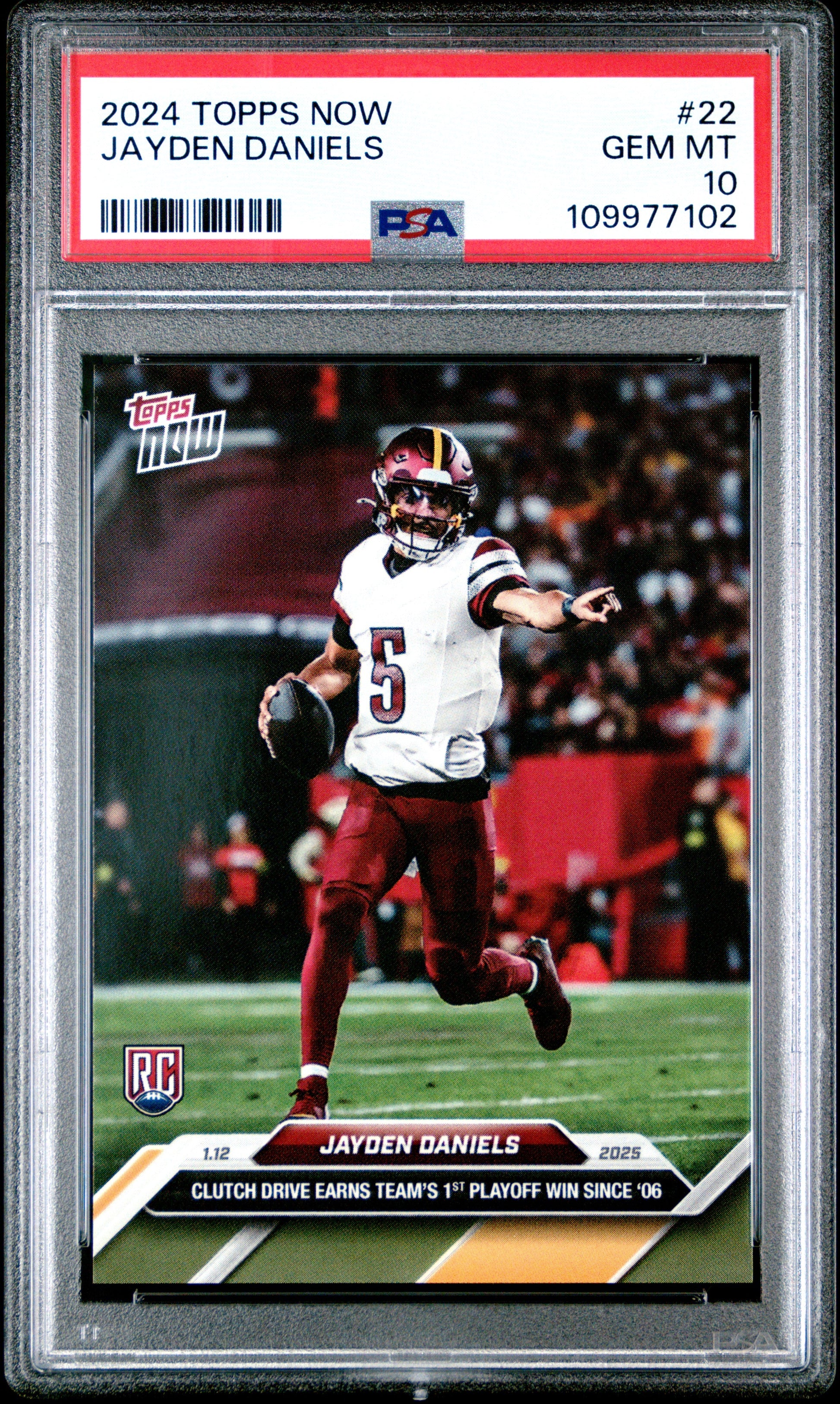 graded jayden daniels rookie cards Graded 2024 Topps Now Jayden Daniels #22 Rookie RC Football Card PSA 1
