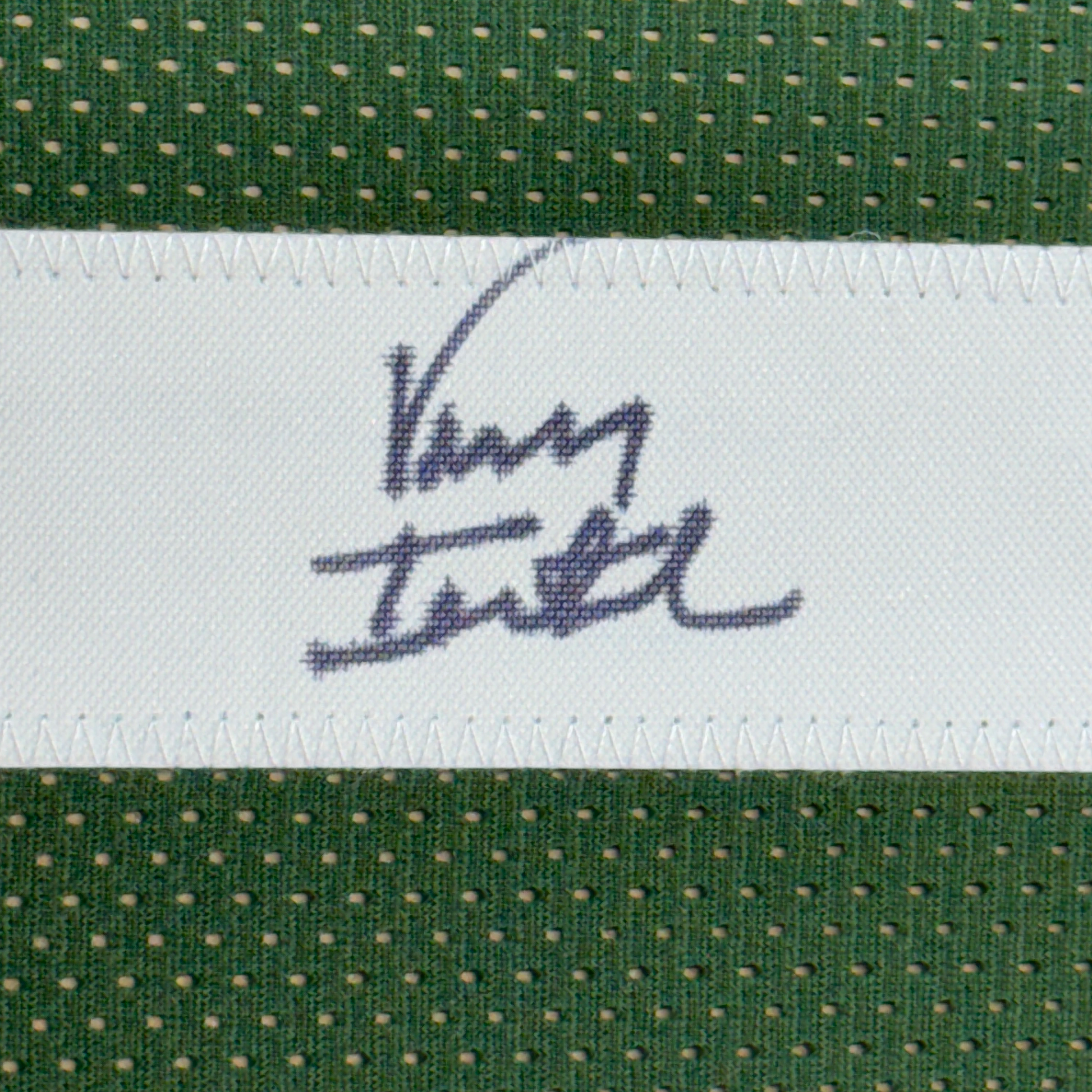 Framed Autographed/Signed Vinny Testaverde 35x39 New York Green Football Jersey JSA COA - Golden Apple Comics