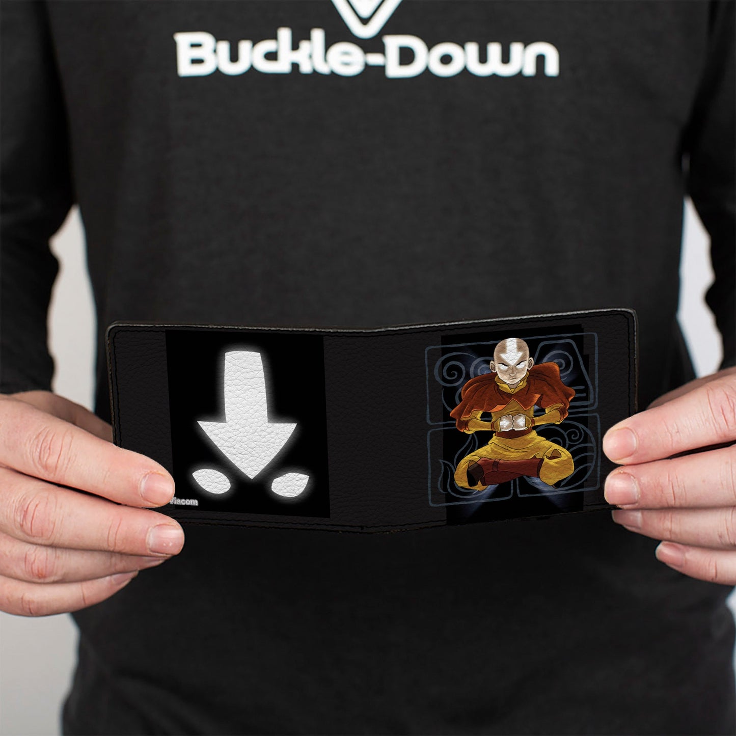 Bi-Fold Wallet - Avatar the Last Airbender Aang Meditating Pose + Glowing Arrow Eyes Black White