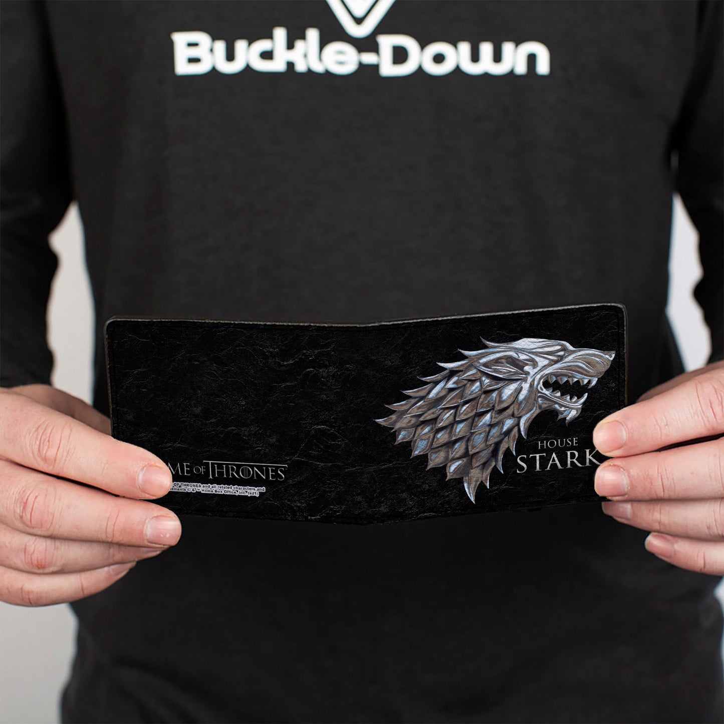 Bi-Fold Wallet - Game of Thrones HOUSE OF STARK Direwolf Sigil Black Silver Grays