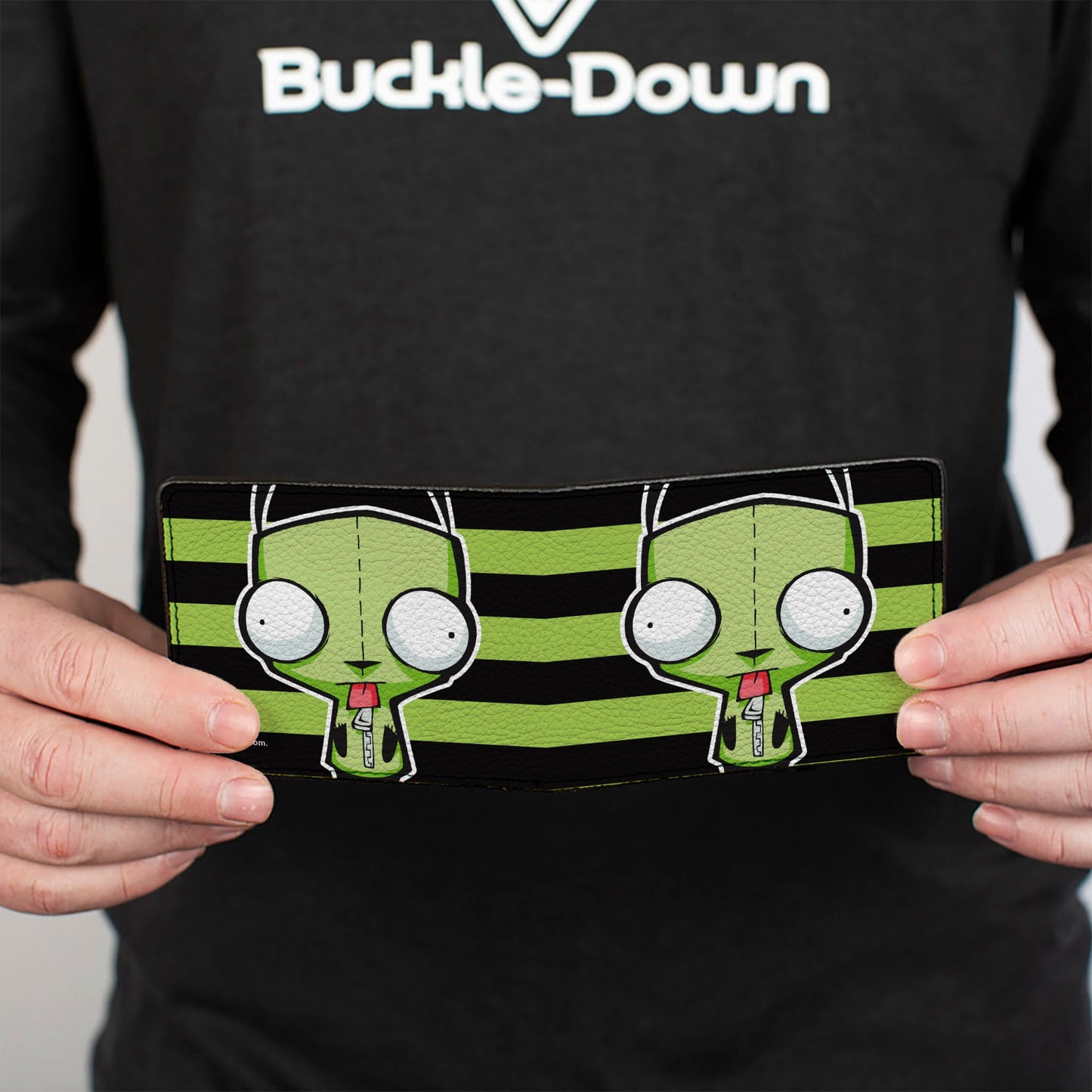 Bi-Fold Wallet - Invader Zim GIR Pose Stripe Green/Black