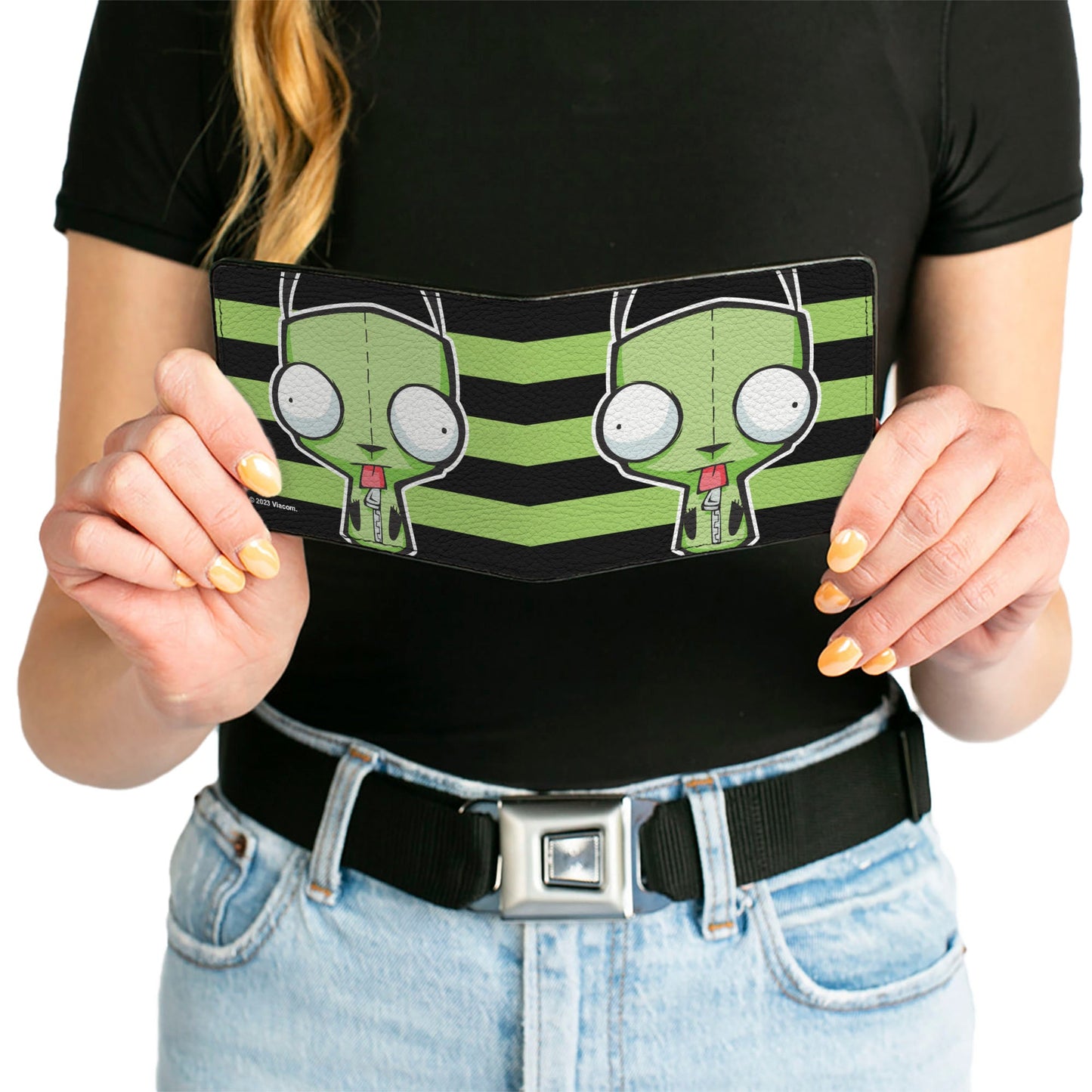 Bi-Fold Wallet - Invader Zim GIR Pose Stripe Green/Black