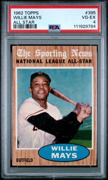 Graded 1962 Topps All Star Willie Mays #395 Baseball Card PSA 4 VG-EX - Golden Apple Comics