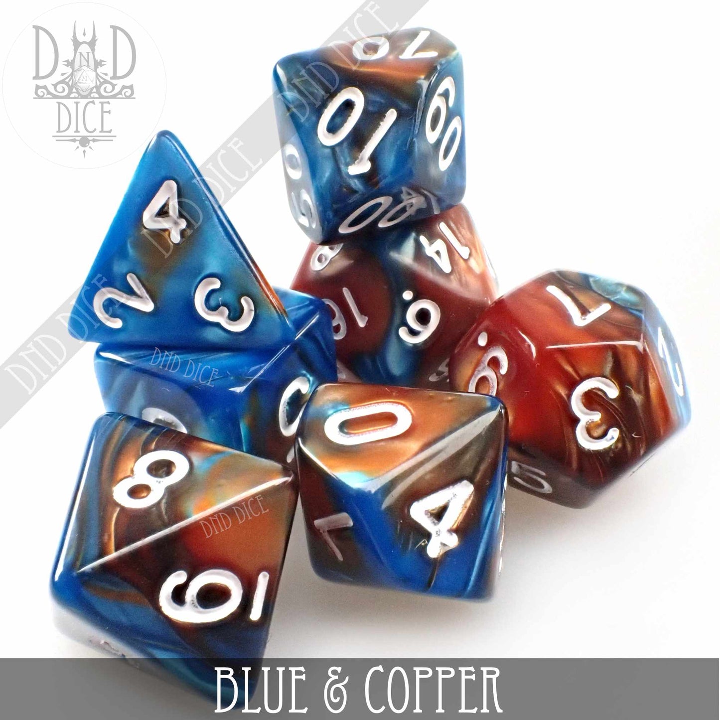 Blue & Copper Dice Set