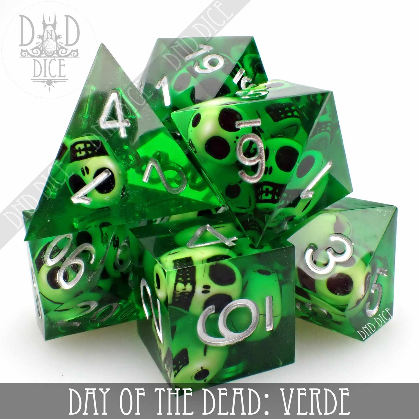 Day of the Dead - Verde Handmade Dice Set