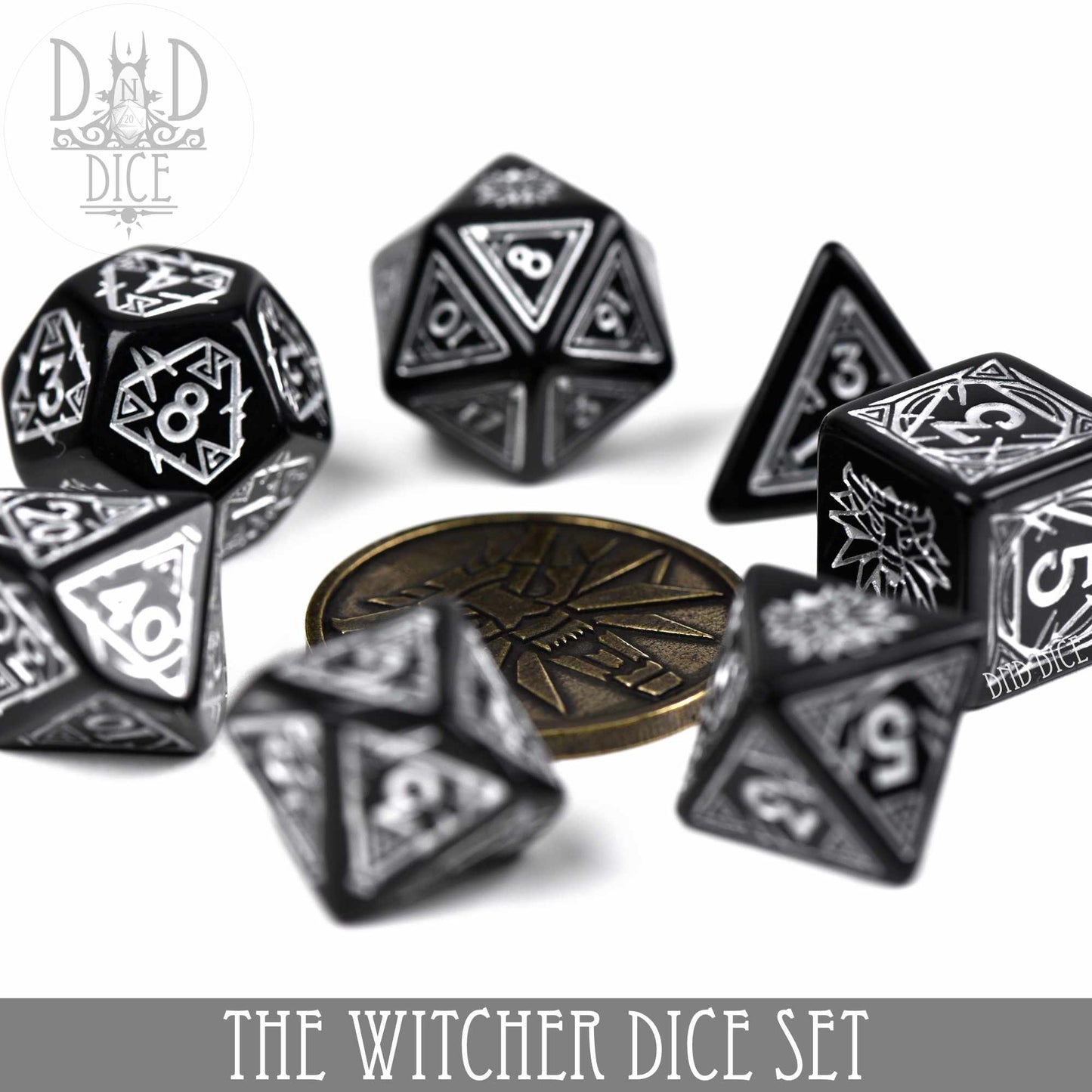 The Witcher Dice Set and Coin - Geralt