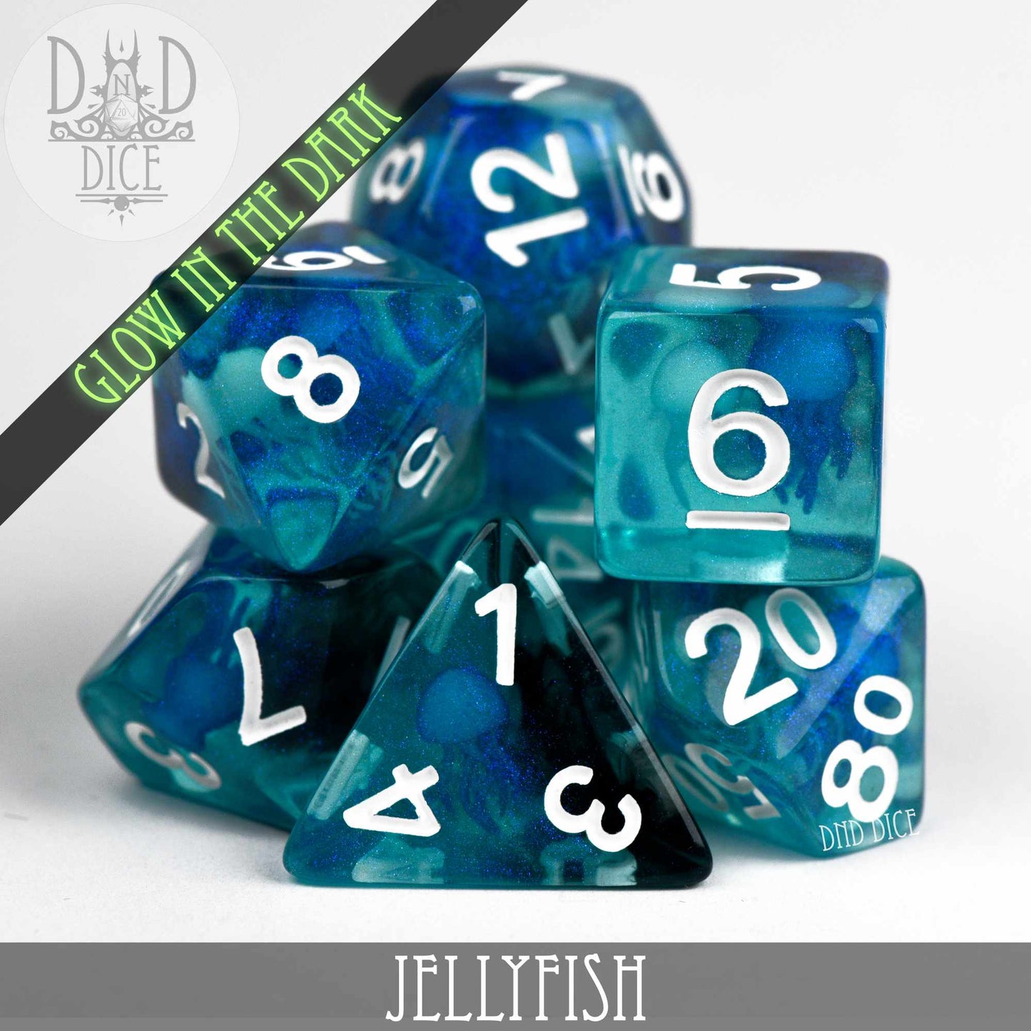 Jellyfish Glow in the Dark Dice Set